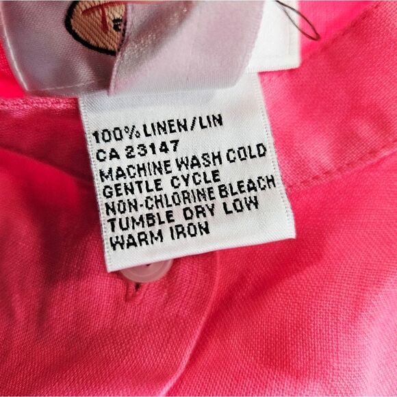 Vintage Talbots 100% Irish Linen Cap Sleeve Mandarin Collar Button Down Shirt M - Picture 7 of 7